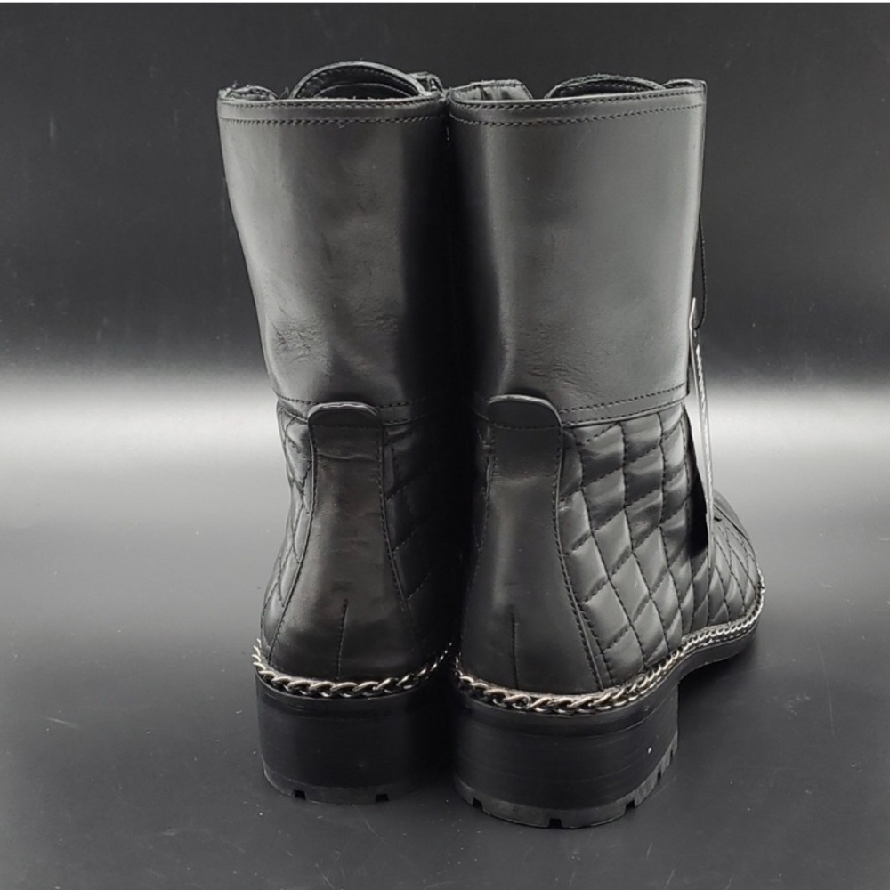 Vince Camuto Joanie Black Quilted Leather Lace Up Boots - Picture 3 of 7
